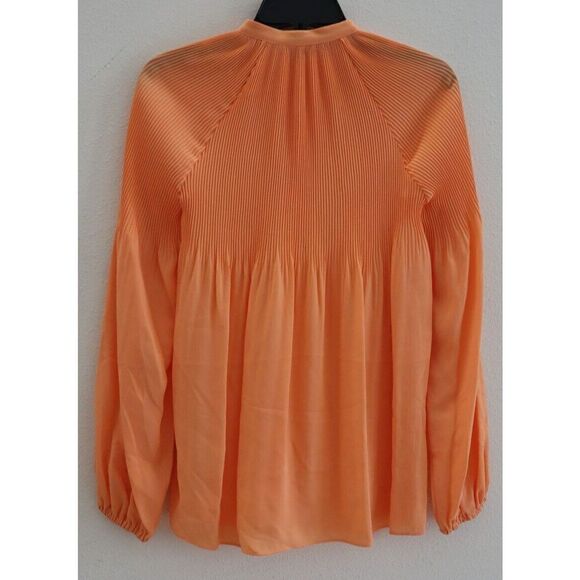 Lauren Ralph Lauren Women's Sz XS Red Pleated Georgette L/S Blouse $135 - Picture 2 of 6
